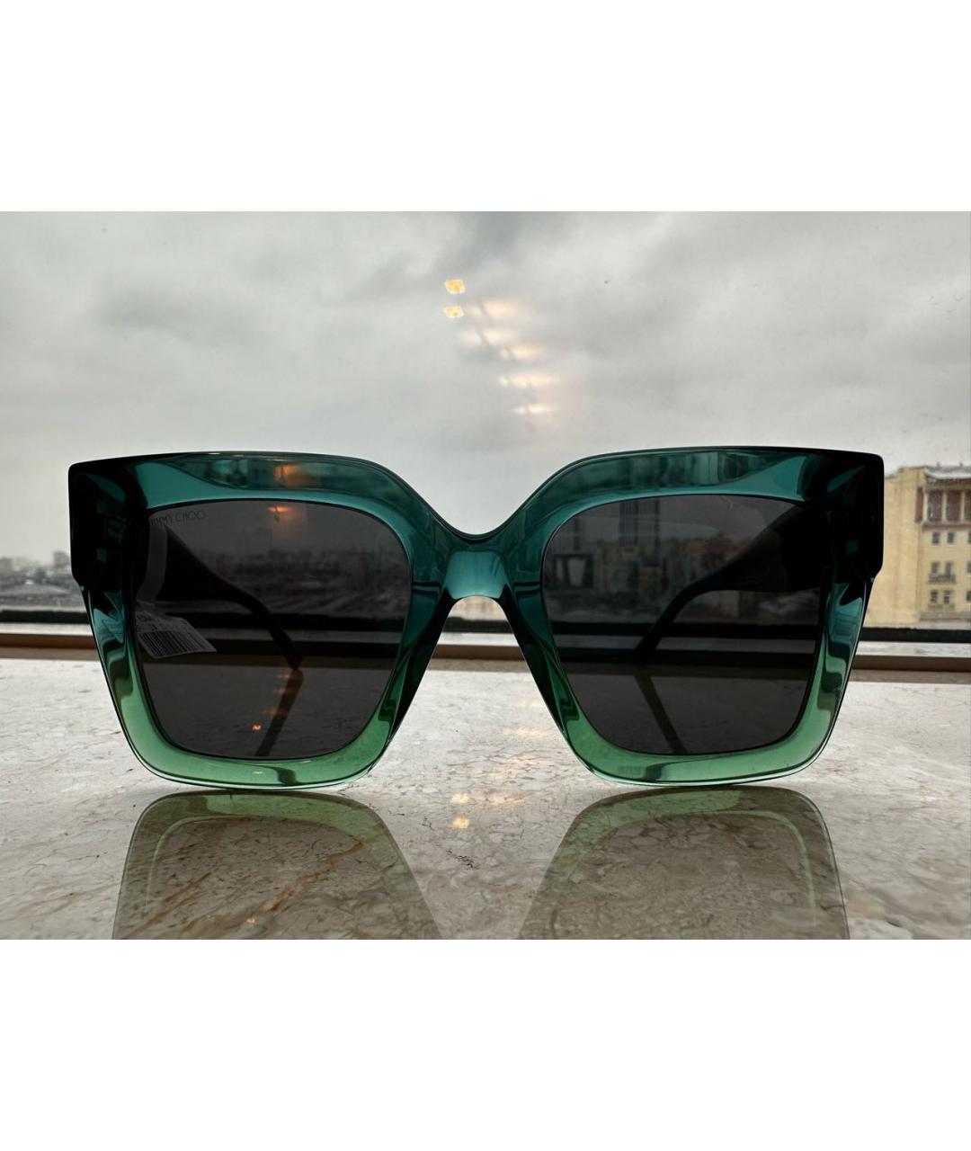 JIMMY CHOO Зеленые пластиковые солнцезащитные очки, фото 2
