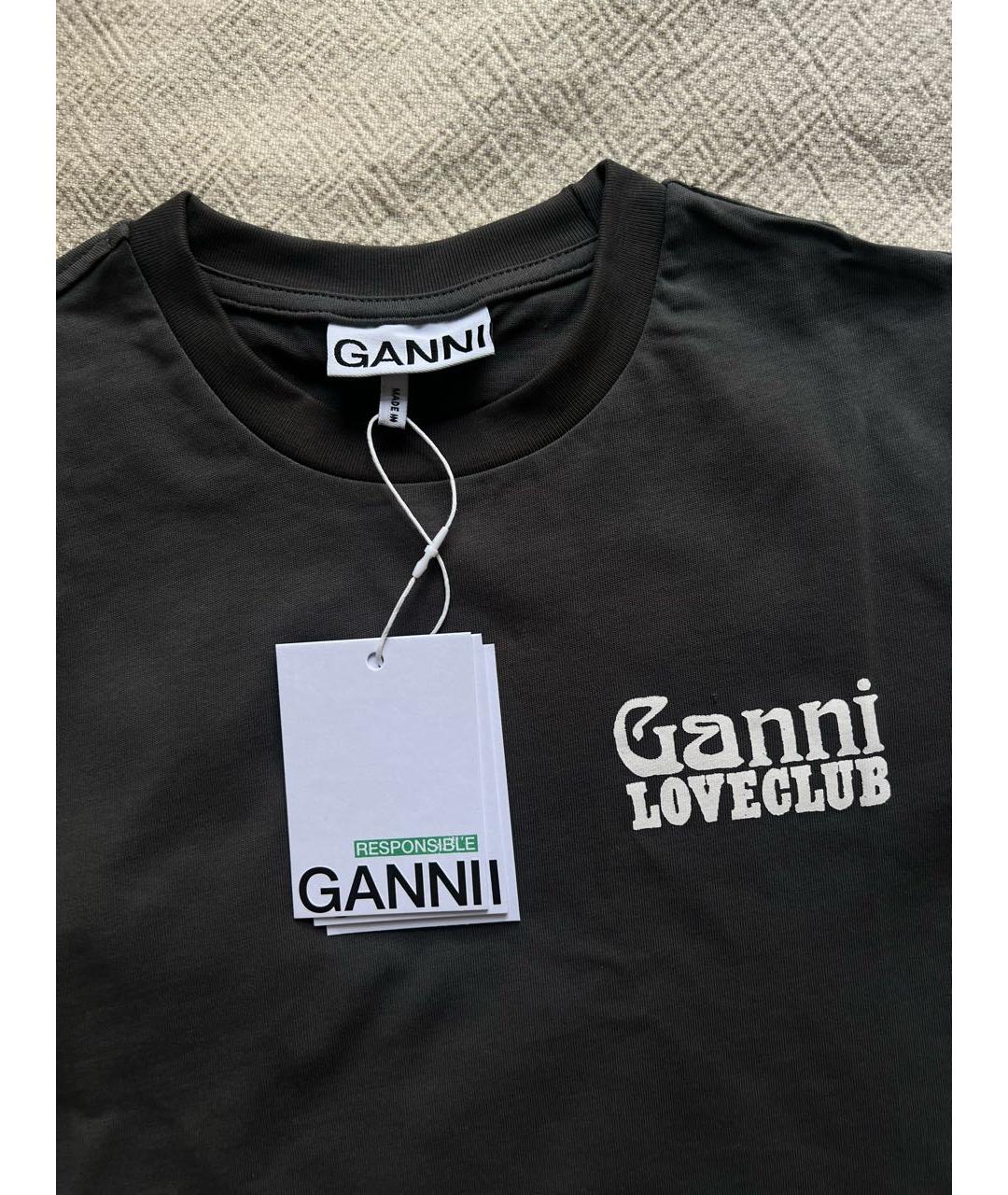 GANNI Серая хлопковая футболка, фото 4