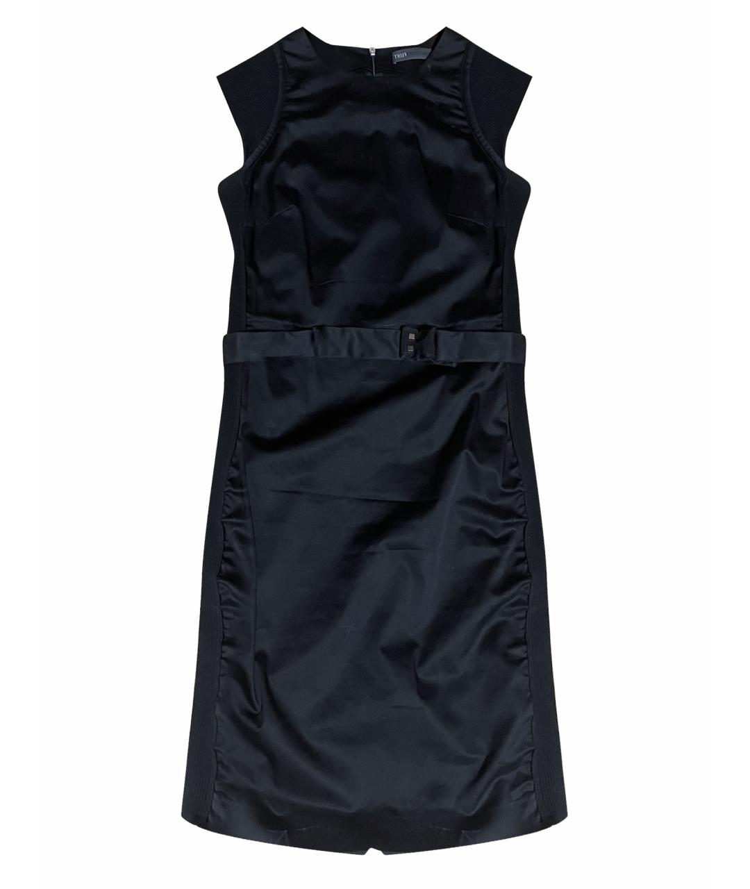 TRUSSARDI Черное хлопко-эластановое повседневное платье, фото 1