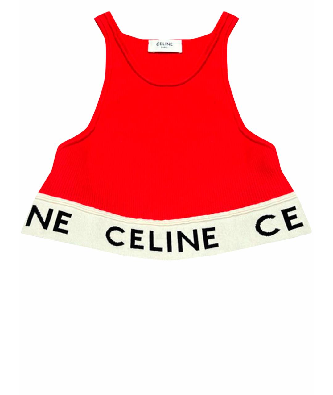 CELINE PRE-OWNED Красная хлопковая майка, фото 1