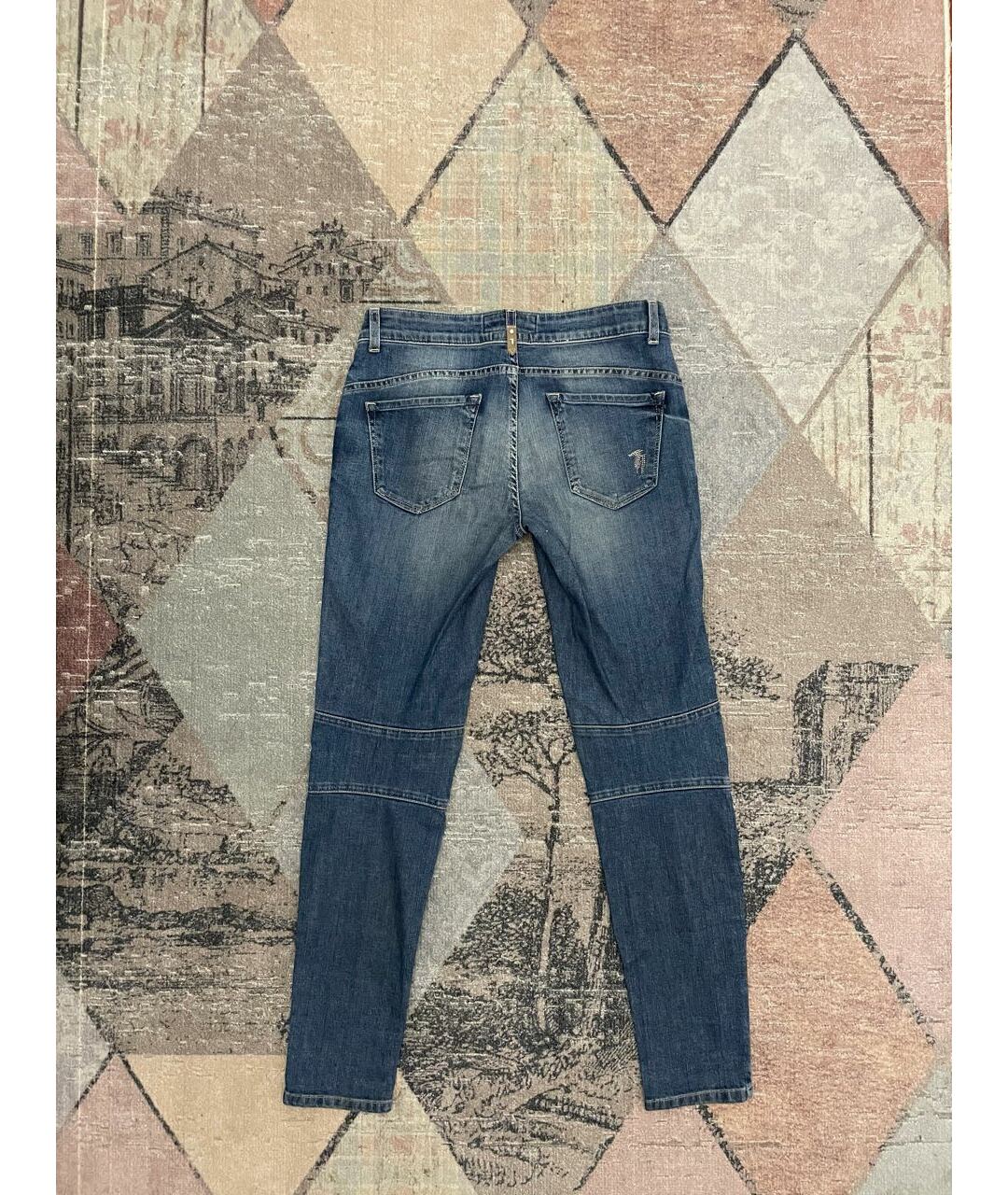 TRUSSARDI JEANS Голубые хлопковые джинсы слим, фото 2