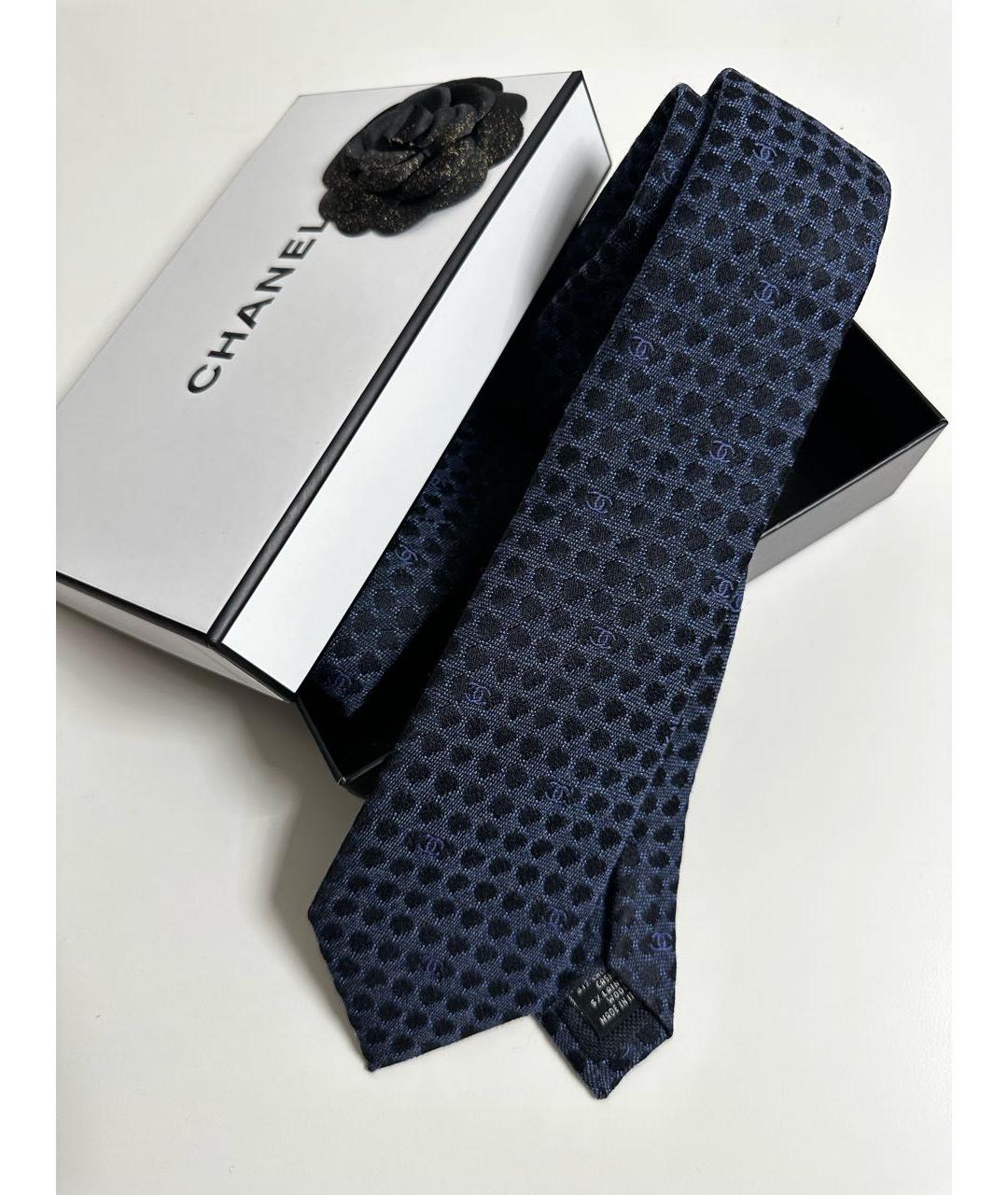 CHANEL Темно-синий шерстяной галстук, фото 8