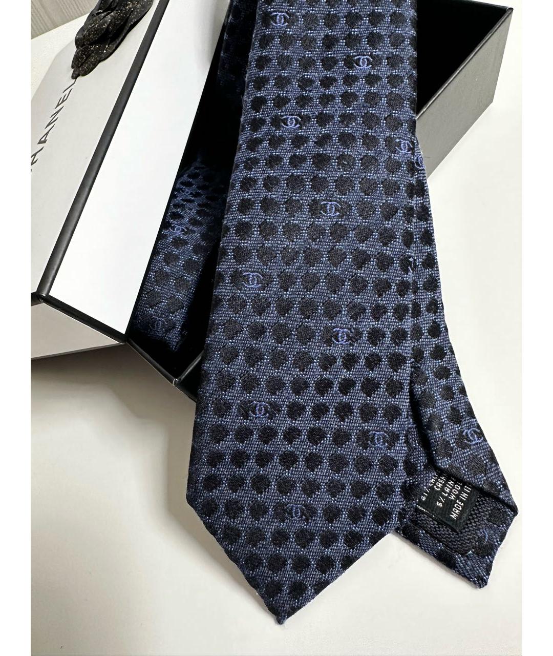 CHANEL Темно-синий шерстяной галстук, фото 7