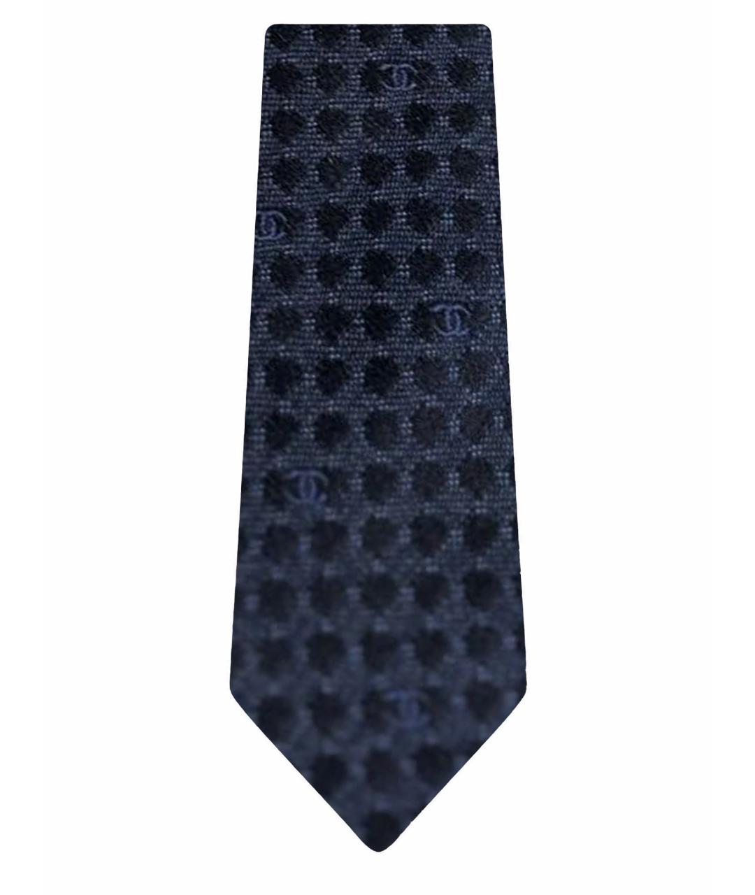 CHANEL Темно-синий шерстяной галстук, фото 1