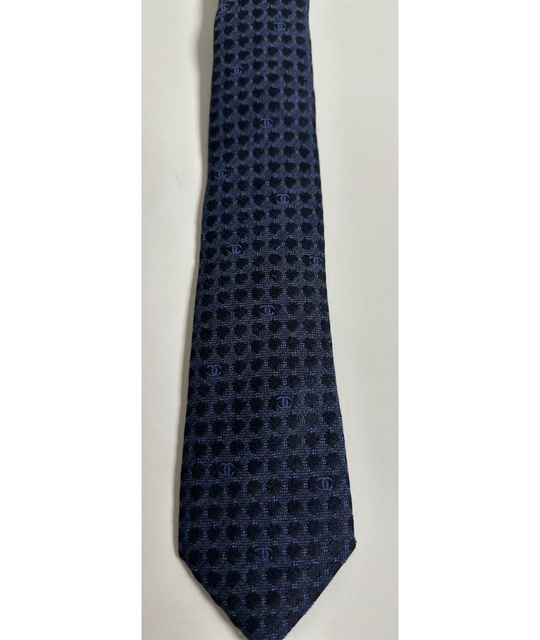 CHANEL Темно-синий шерстяной галстук, фото 3