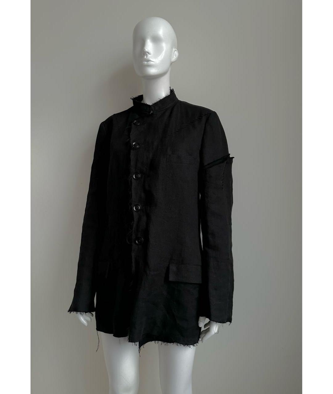 YOHJI YAMAMOTO Черный льняной пиджак, фото 2