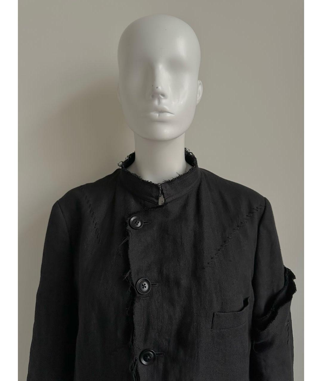 YOHJI YAMAMOTO Черный льняной пиджак, фото 4