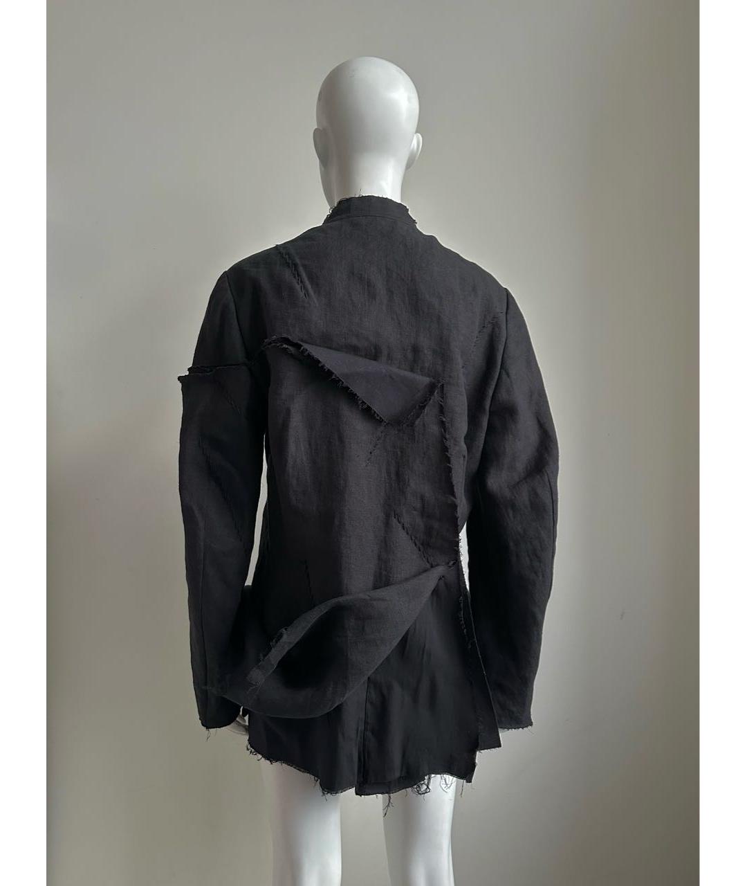 YOHJI YAMAMOTO Черный льняной пиджак, фото 5