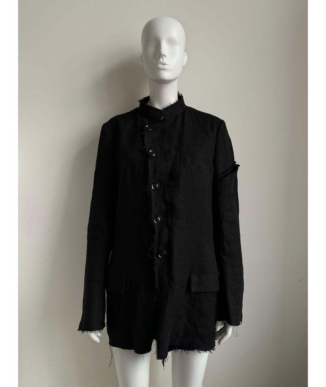 YOHJI YAMAMOTO Черный льняной пиджак, фото 9