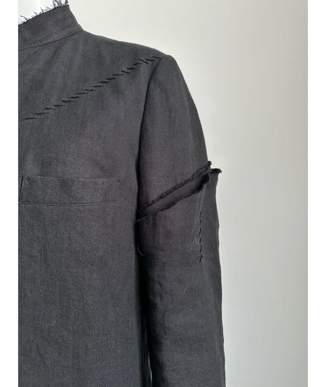 YOHJI YAMAMOTO Черный льняной пиджак, фото 7