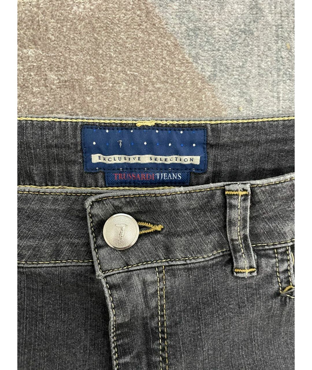 TRUSSARDI JEANS Серые хлопко-полиэстеровые джинсы слим, фото 3