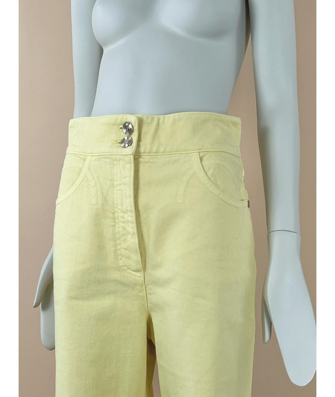 CHANEL PRE-OWNED Желтые хлопковые джинсы клеш, фото 5