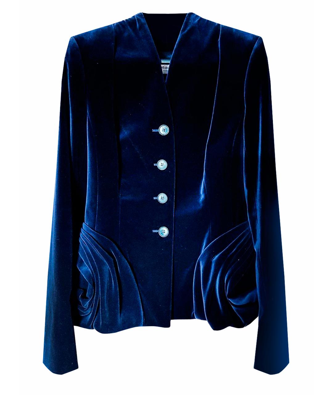CHRISTIAN DIOR Темно-синий велюровый жакет/пиджак, фото 1