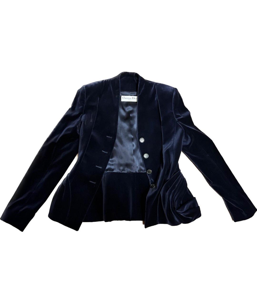 CHRISTIAN DIOR PRE-OWNED Темно-синий велюровый жакет/пиджак, фото 4