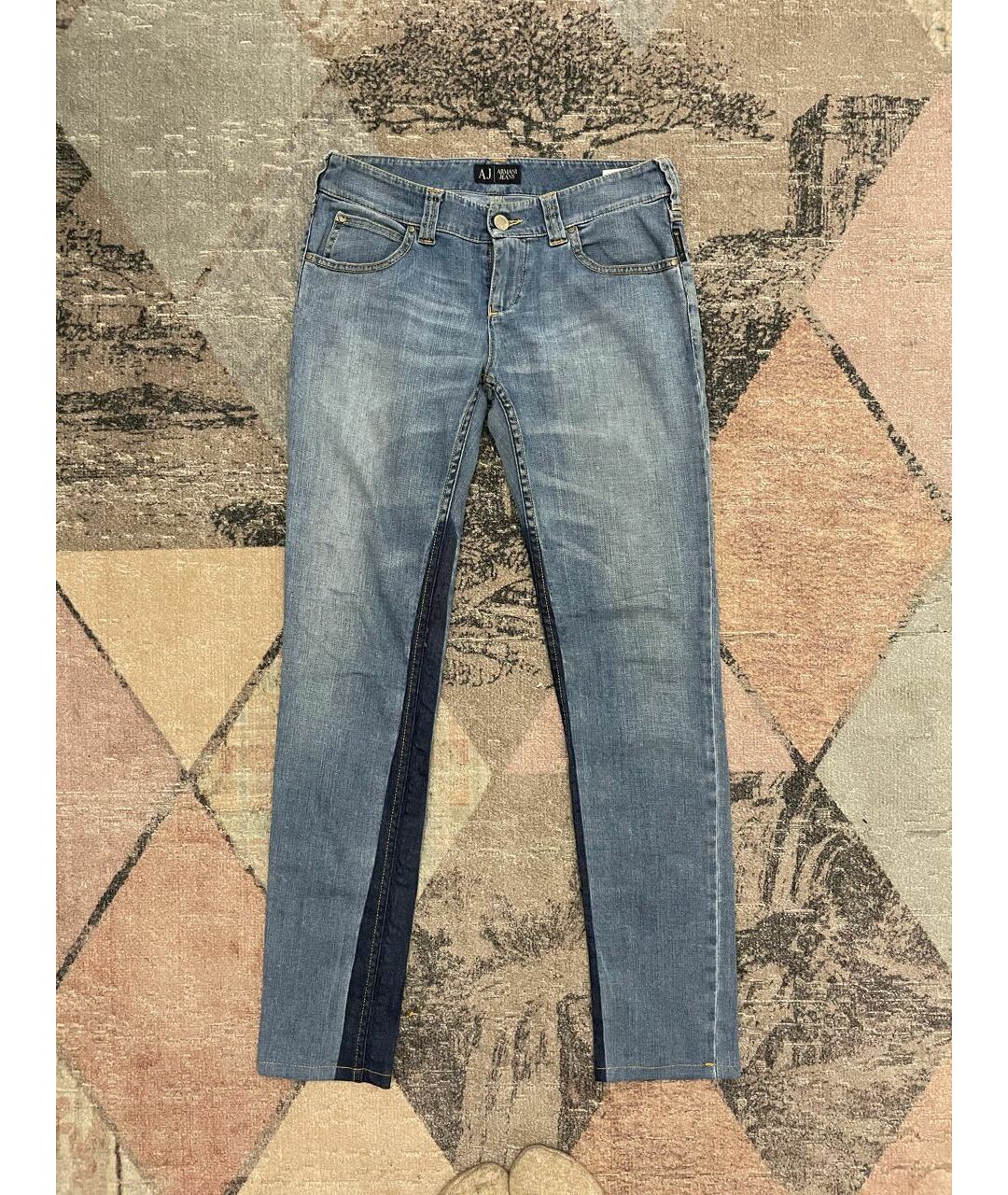 ARMANI JEANS Голубые хлопко-эластановые джинсы слим, фото 9