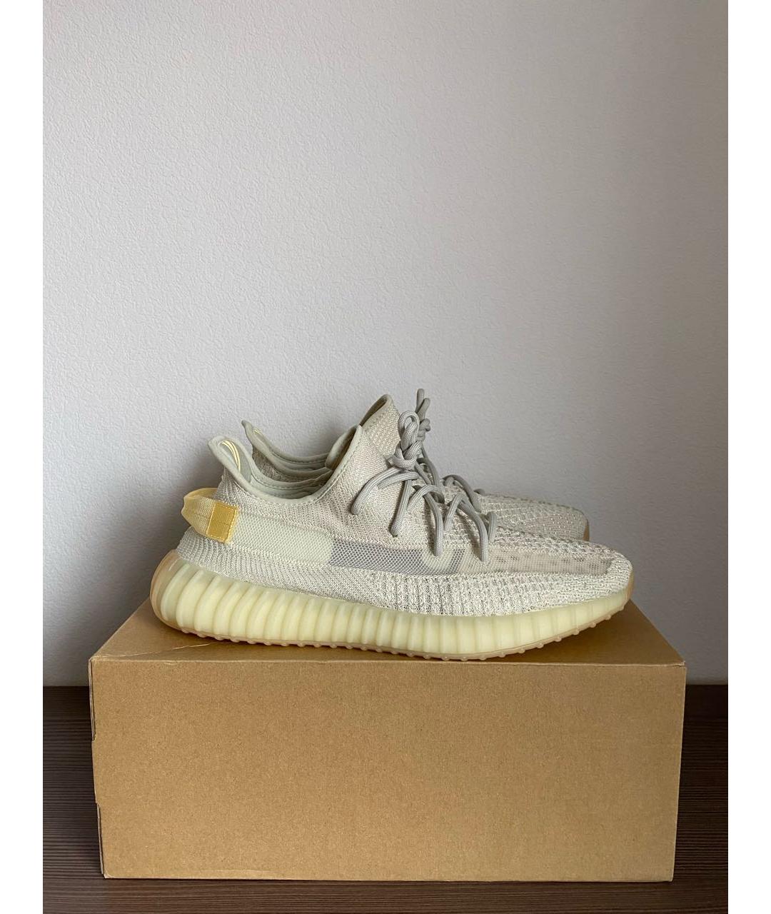 ADIDAS YEEZY Бежевые текстильные низкие кроссовки / кеды, фото 5