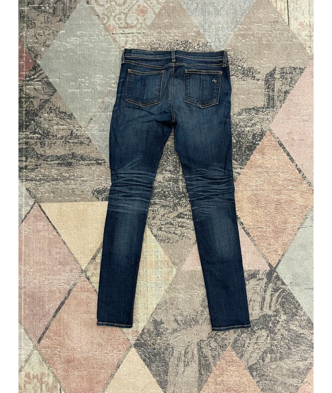 RAG&BONE Синие хлопко-полиэстеровые джинсы слим, фото 2