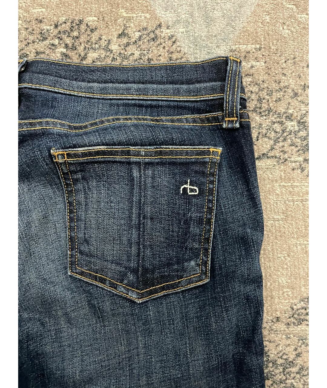 RAG&BONE Синие хлопко-полиэстеровые джинсы слим, фото 6