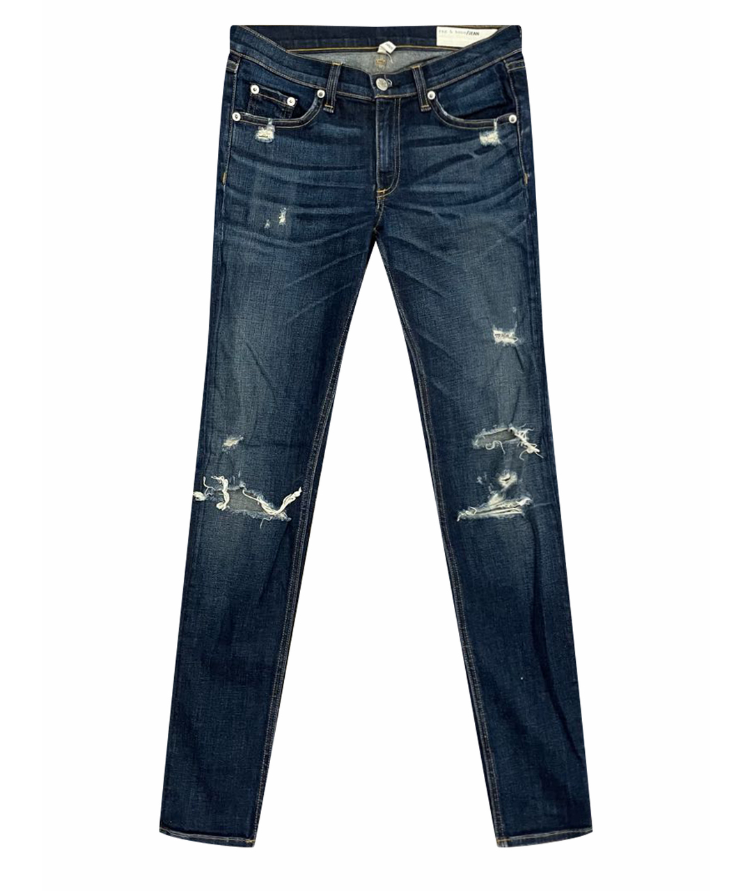 RAG&BONE Синие хлопко-полиэстеровые джинсы слим, фото 1