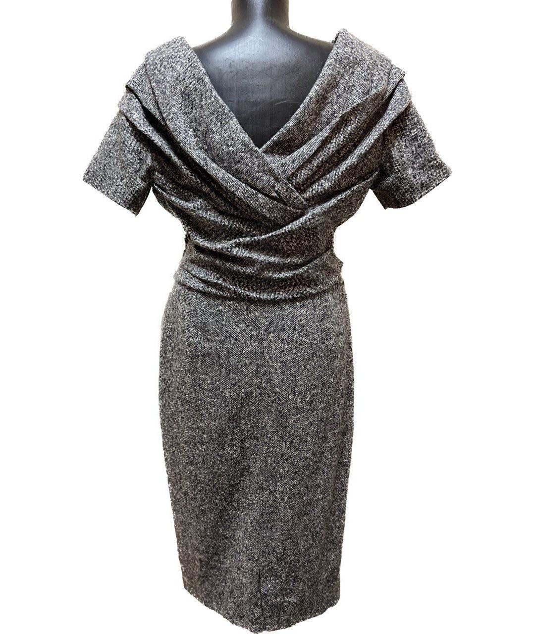 CHRISTIAN DIOR PRE-OWNED Серое твидовое коктейльное платье, фото 2