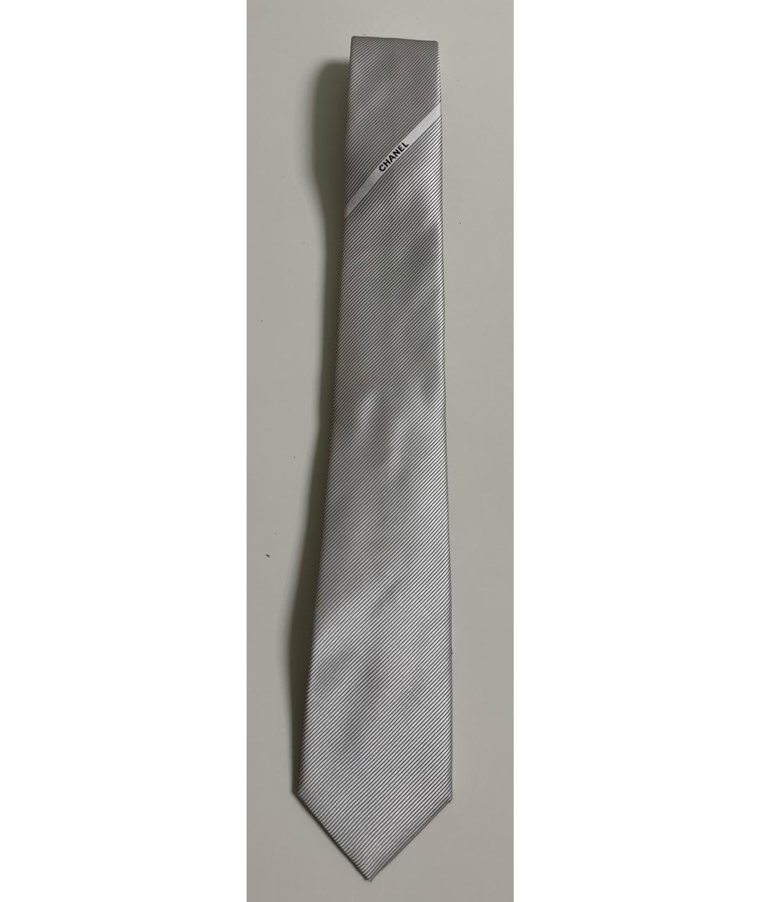 CHANEL Серый шелковый галстук, фото 6