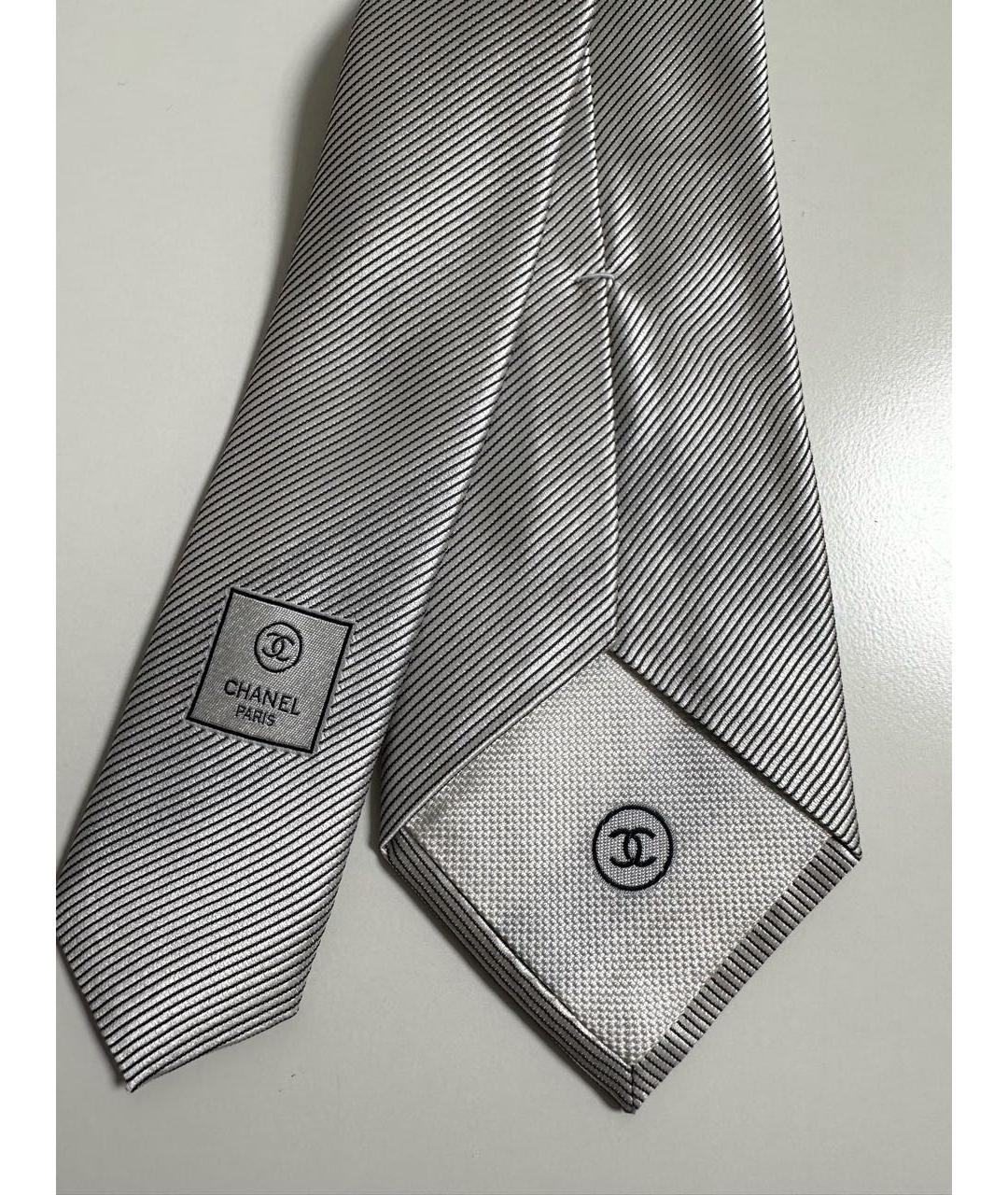 CHANEL Серый шелковый галстук, фото 3