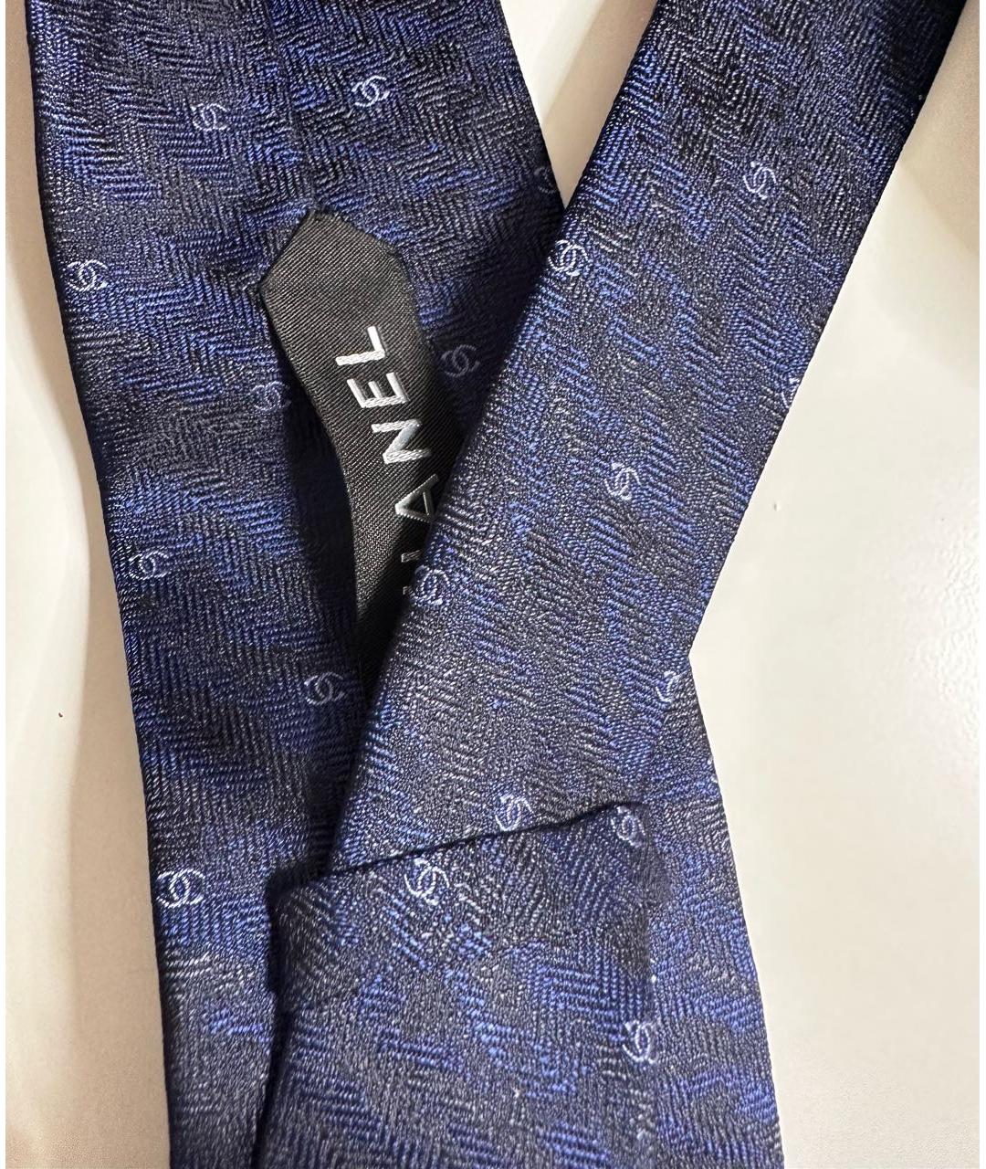 CHANEL Темно-синий шелковый галстук, фото 4