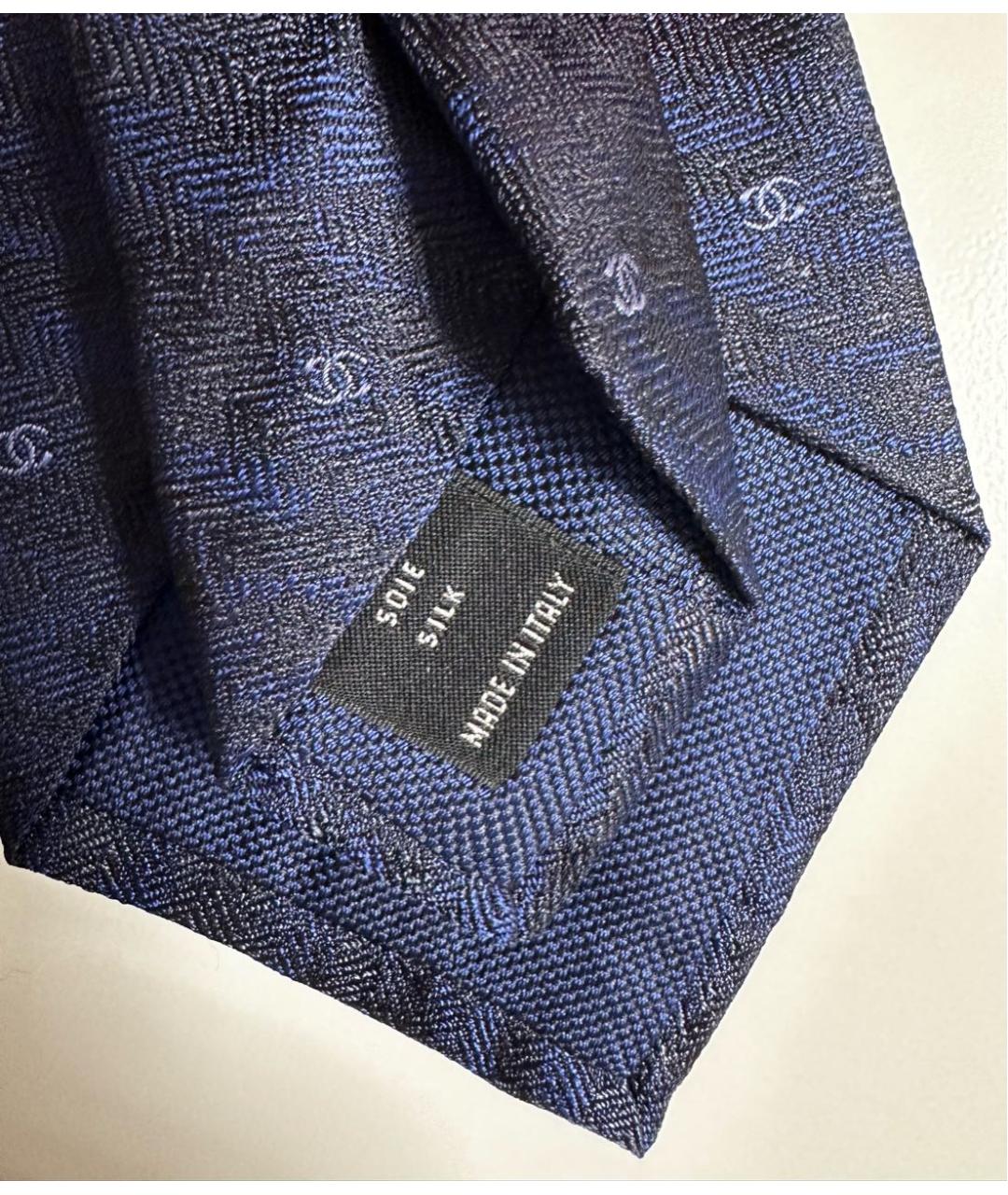 CHANEL Темно-синий шелковый галстук, фото 5