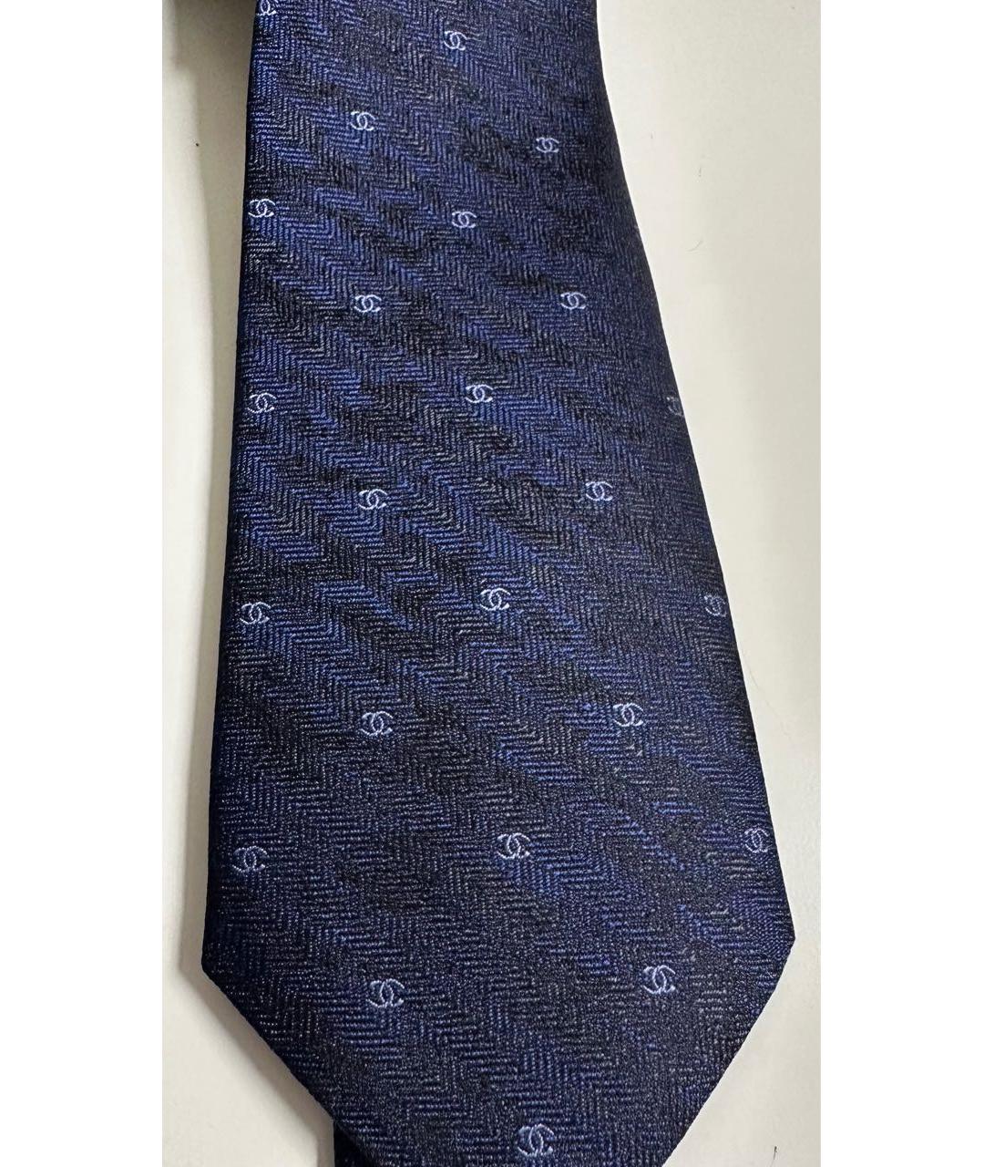 CHANEL Темно-синий шелковый галстук, фото 2
