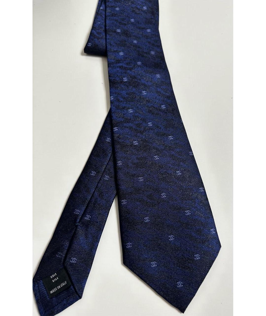 CHANEL Темно-синий шелковый галстук, фото 6