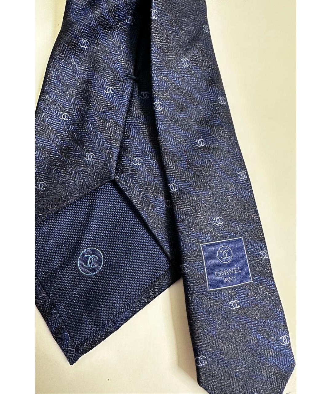 CHANEL Темно-синий шелковый галстук, фото 3