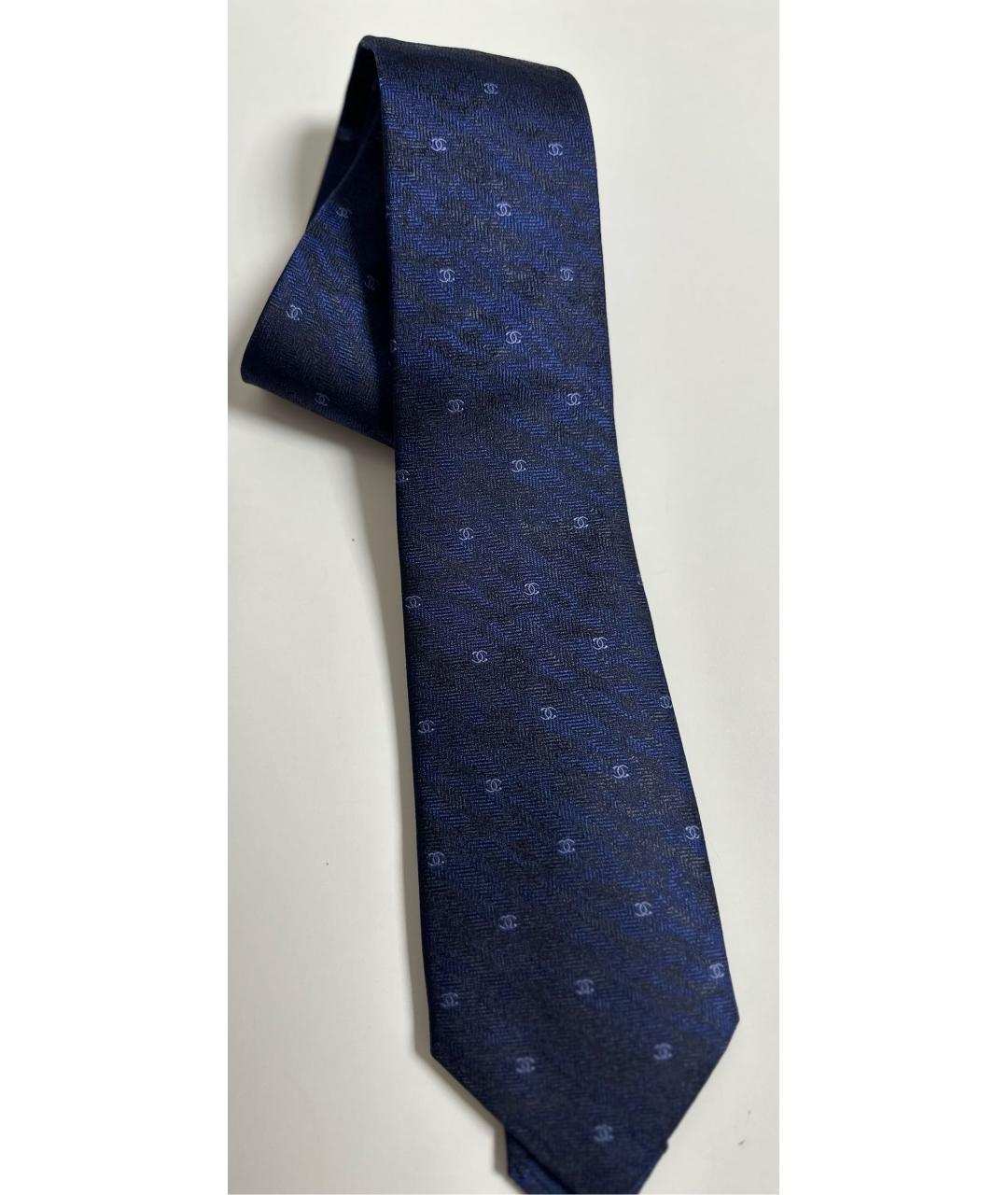 CHANEL Темно-синий шелковый галстук, фото 8