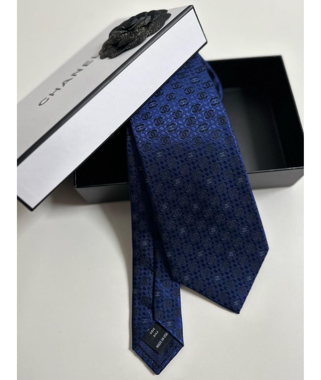 CHANEL Синий шелковый галстук, фото 7