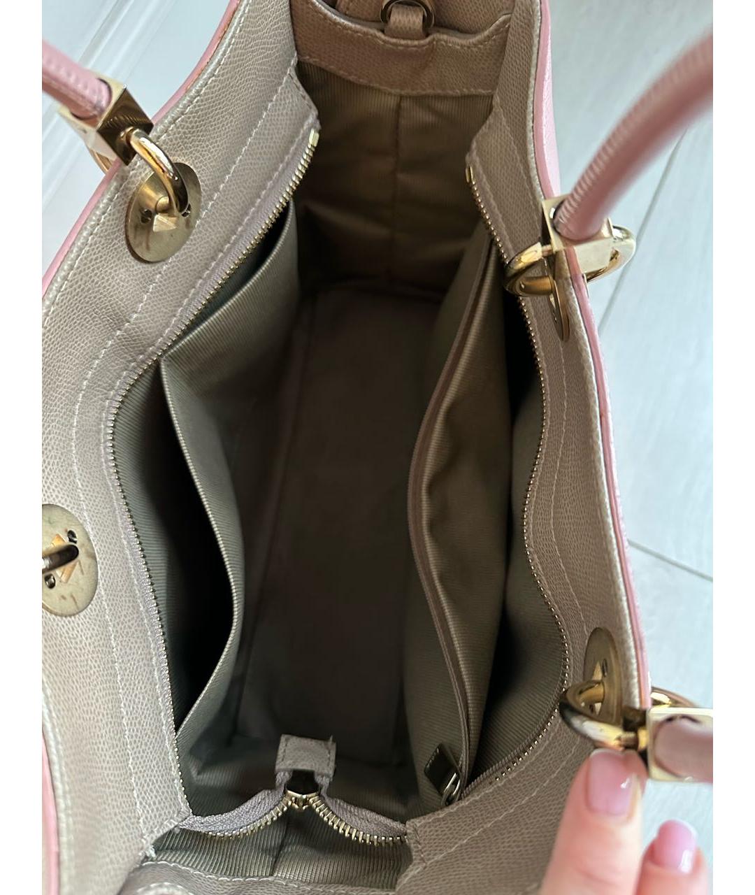 FURLA Розовая кожаная сумка с короткими ручками, фото 4