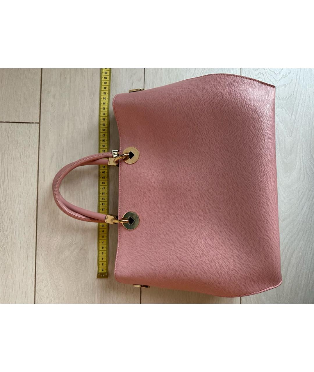 FURLA Розовая кожаная сумка с короткими ручками, фото 5