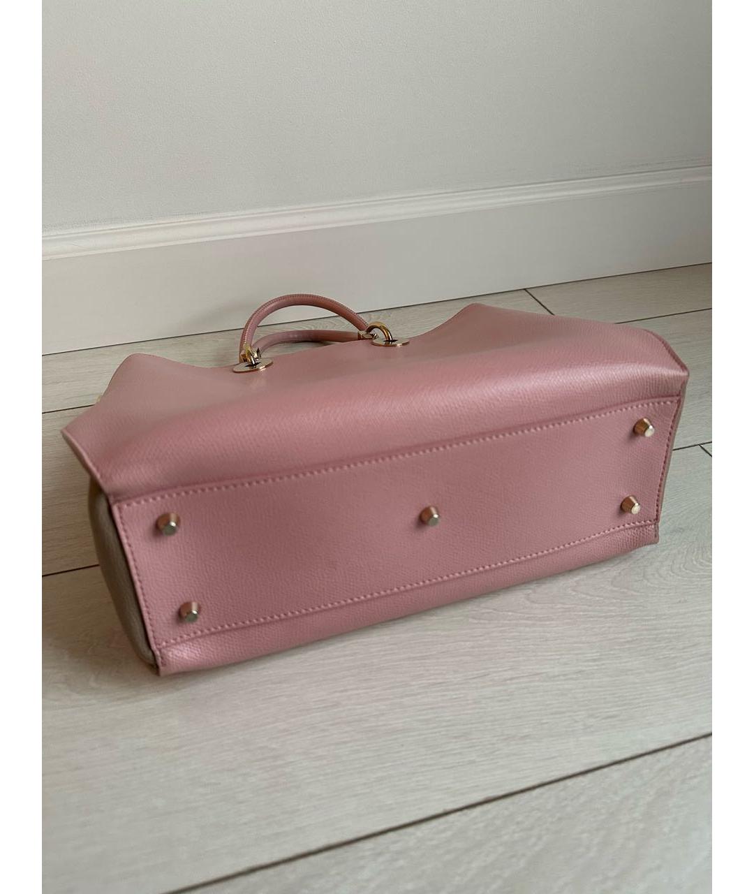 FURLA Розовая кожаная сумка с короткими ручками, фото 3