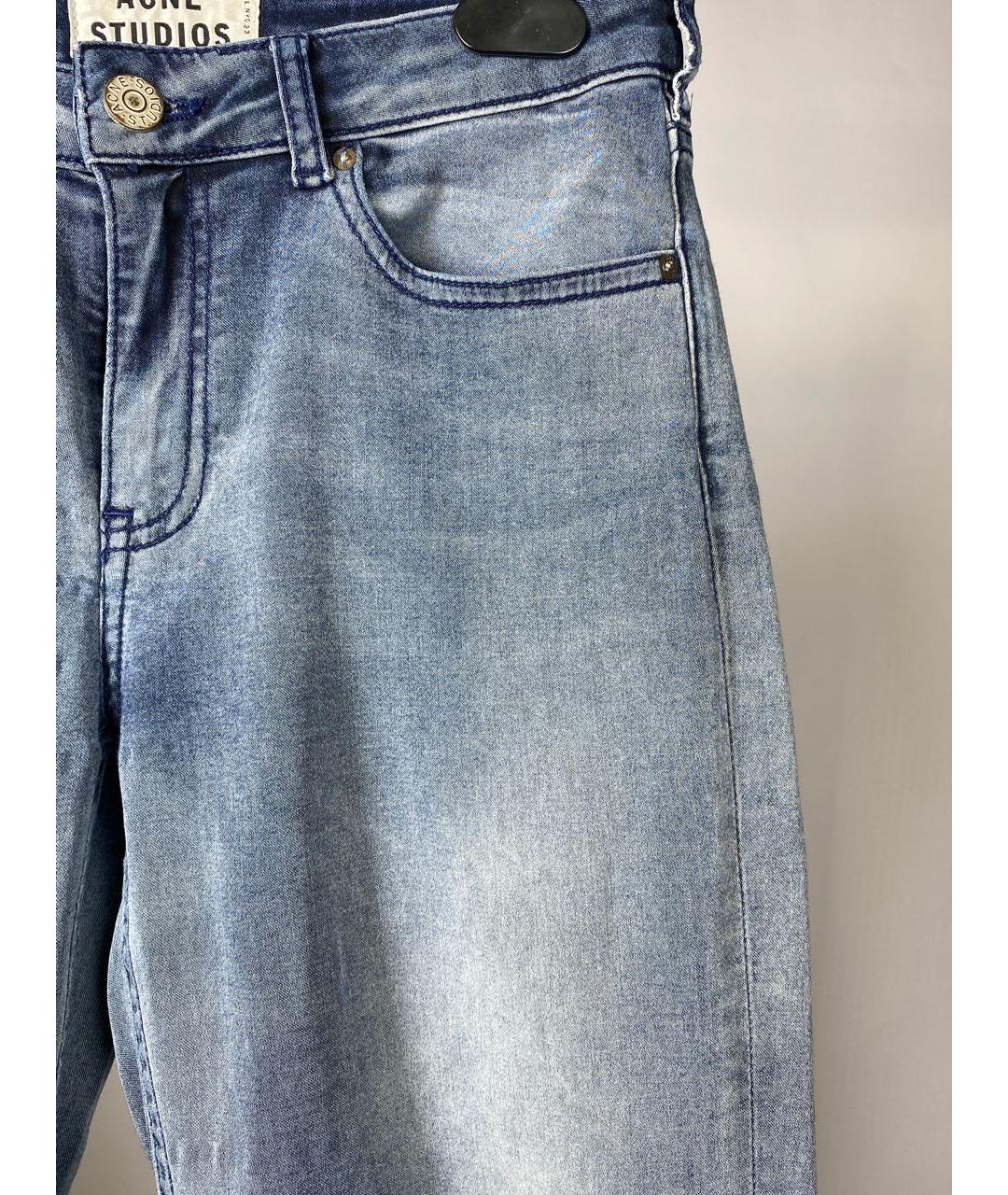 ACNE STUDIOS Голубые хлопко-эластановые прямые джинсы, фото 3