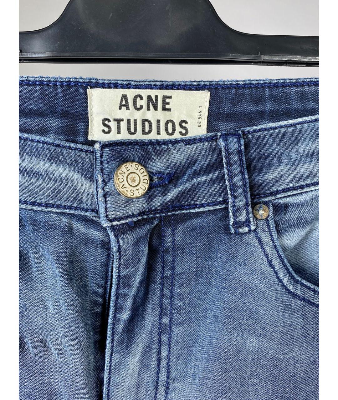 ACNE STUDIOS Голубые хлопко-эластановые прямые джинсы, фото 4