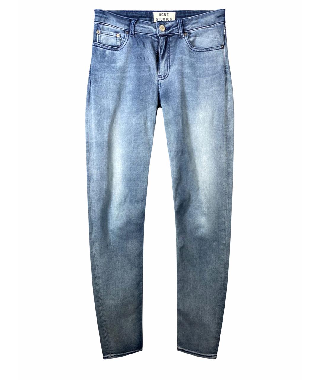 ACNE STUDIOS Голубые хлопко-эластановые прямые джинсы, фото 1