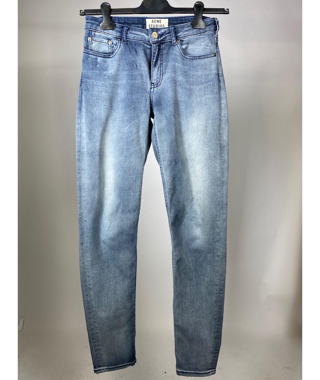 ACNE STUDIOS Голубые хлопко-эластановые прямые джинсы, фото 6