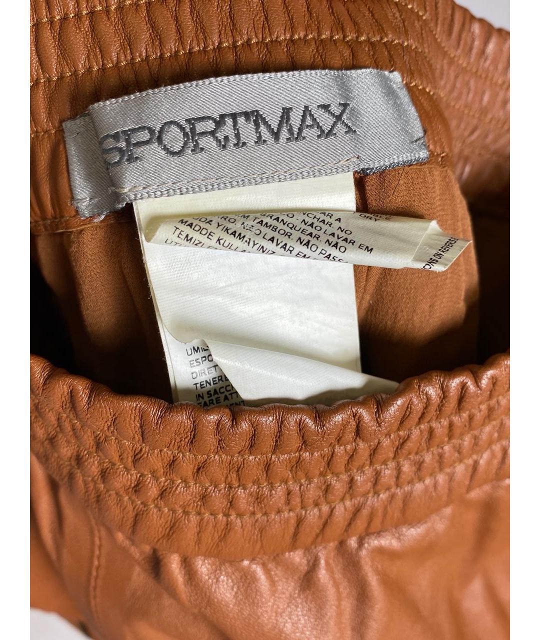 SPORTMAX Коричневая кожаная юбка мини, фото 6