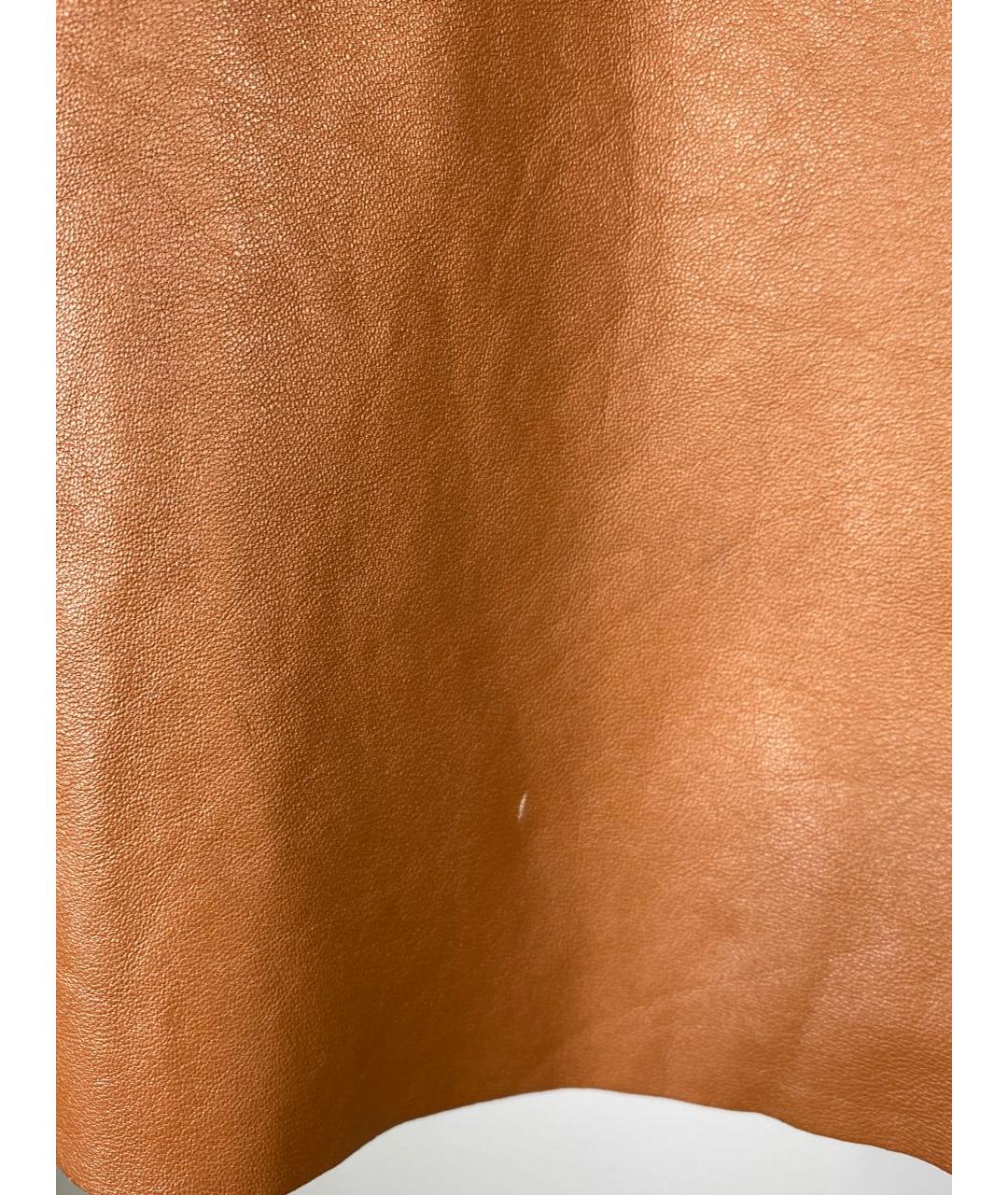 SPORTMAX Коричневая кожаная юбка мини, фото 5