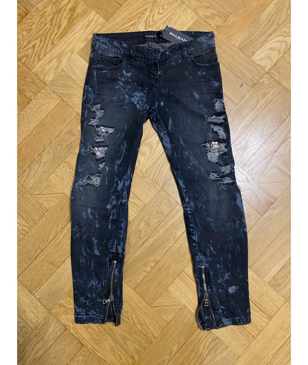 BALMAIN Антрацитовые хлопковые джинсы слим, фото 5