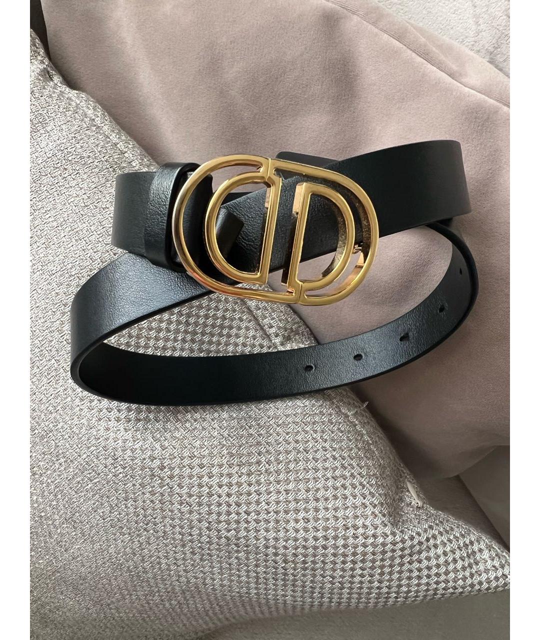 CHRISTIAN DIOR Черный кожаный ремень, фото 6