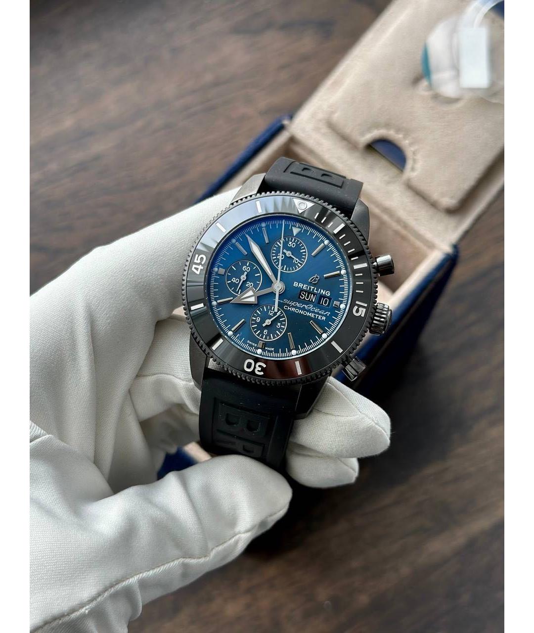 BREITLING SUPEROCEAN Темно-синие стальные часы, фото 9