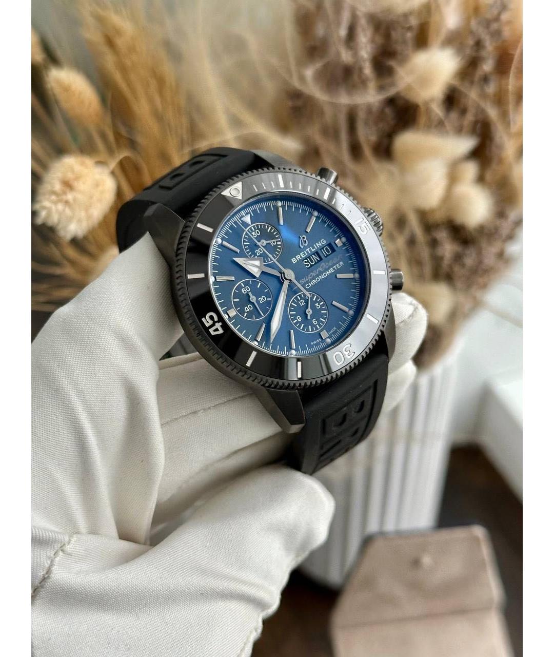 BREITLING SUPEROCEAN Темно-синие стальные часы, фото 2