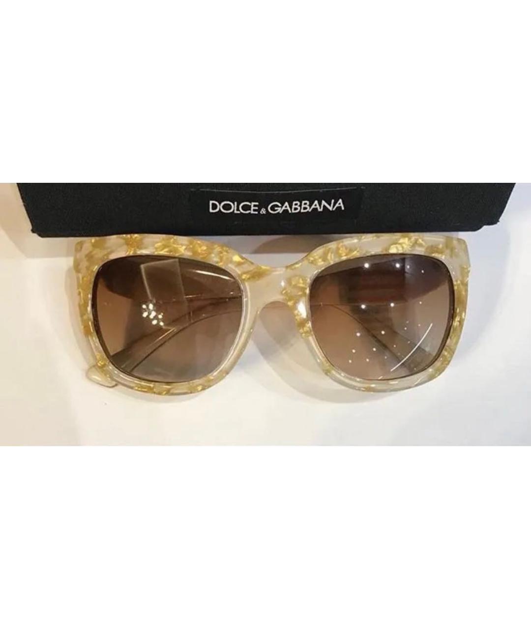 DOLCE&GABBANA Бежевые пластиковые солнцезащитные очки, фото 5