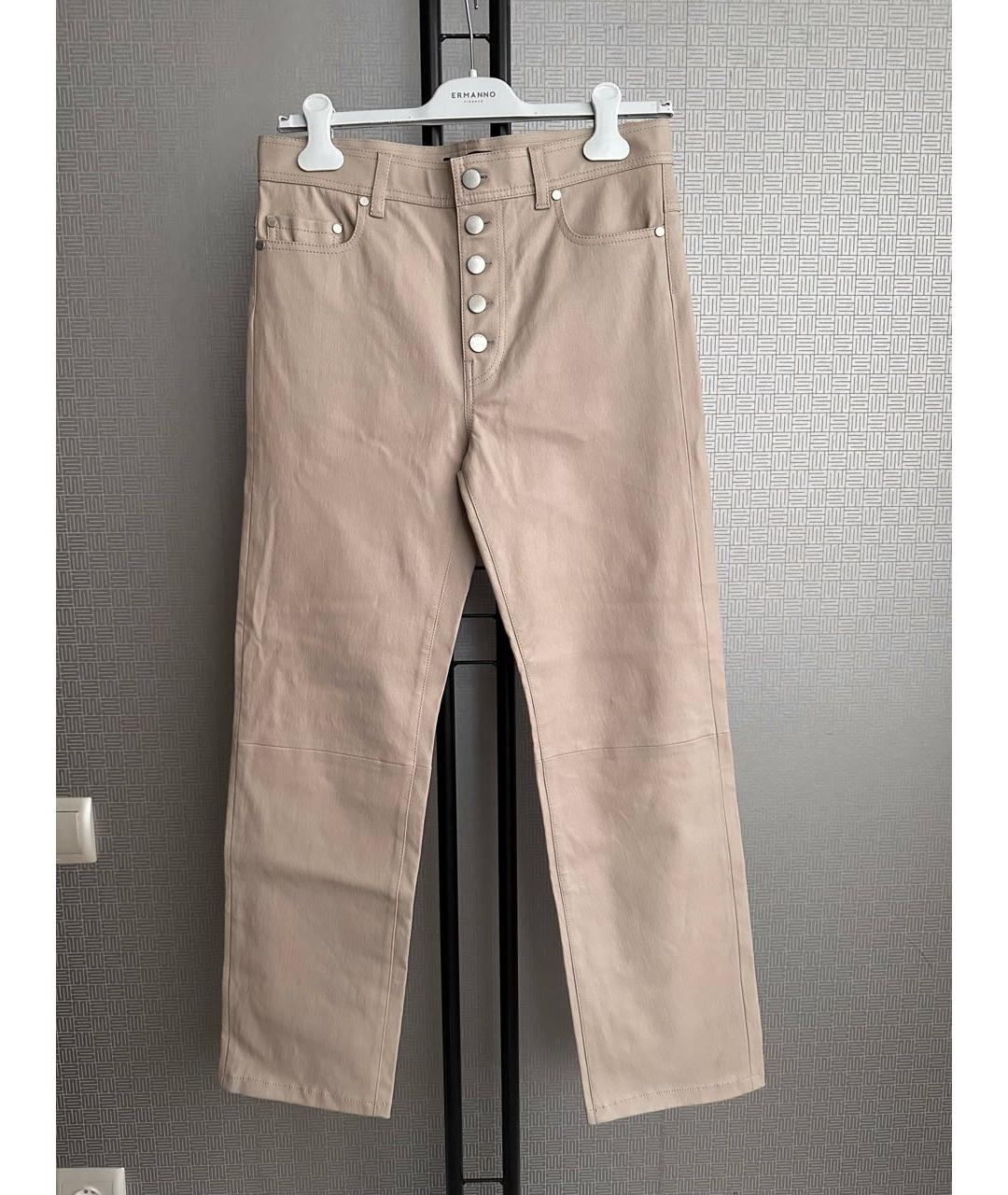 JOSEPH Бежевые кожаные прямые брюки, фото 5