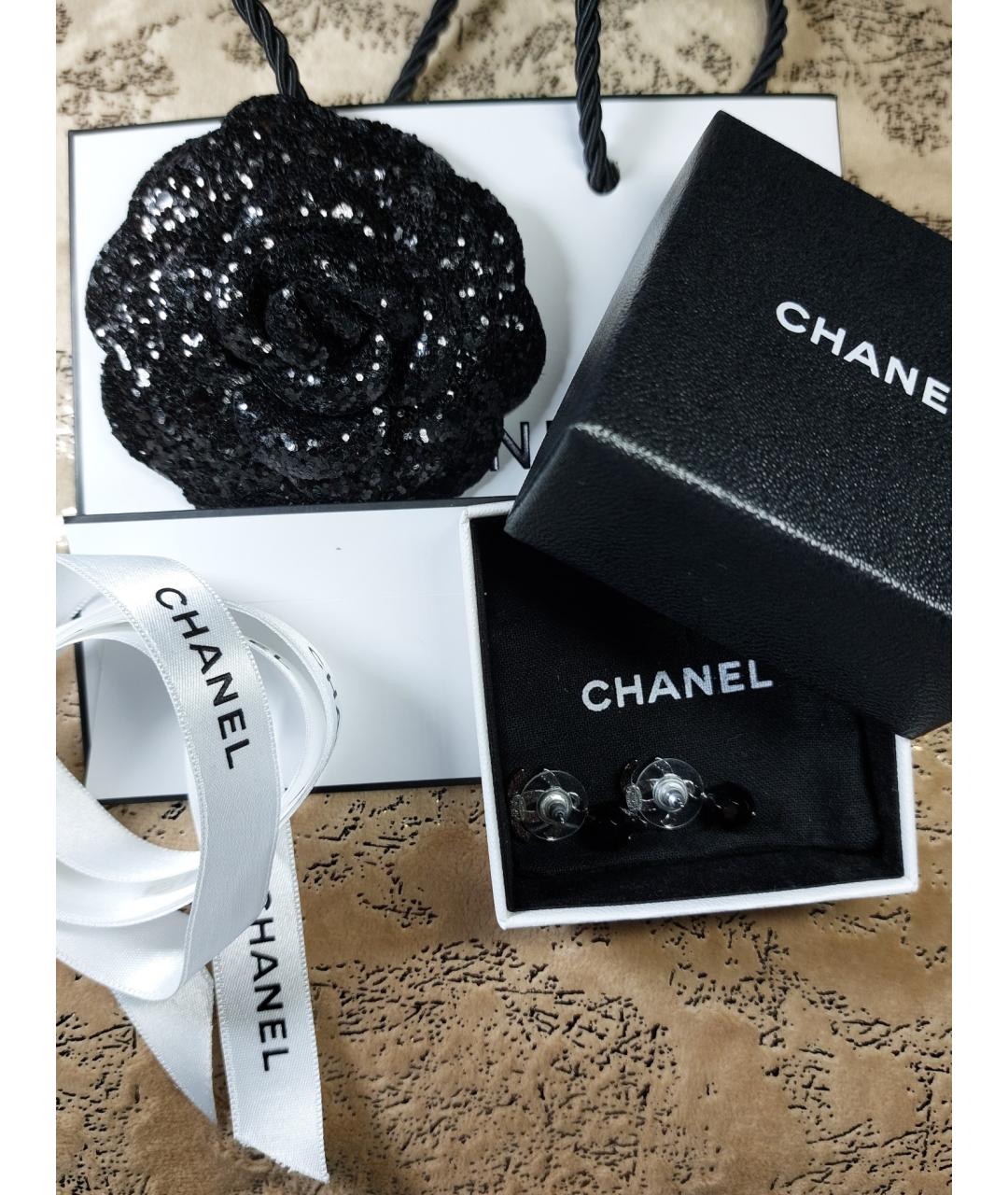 CHANEL Черные серьги, фото 4