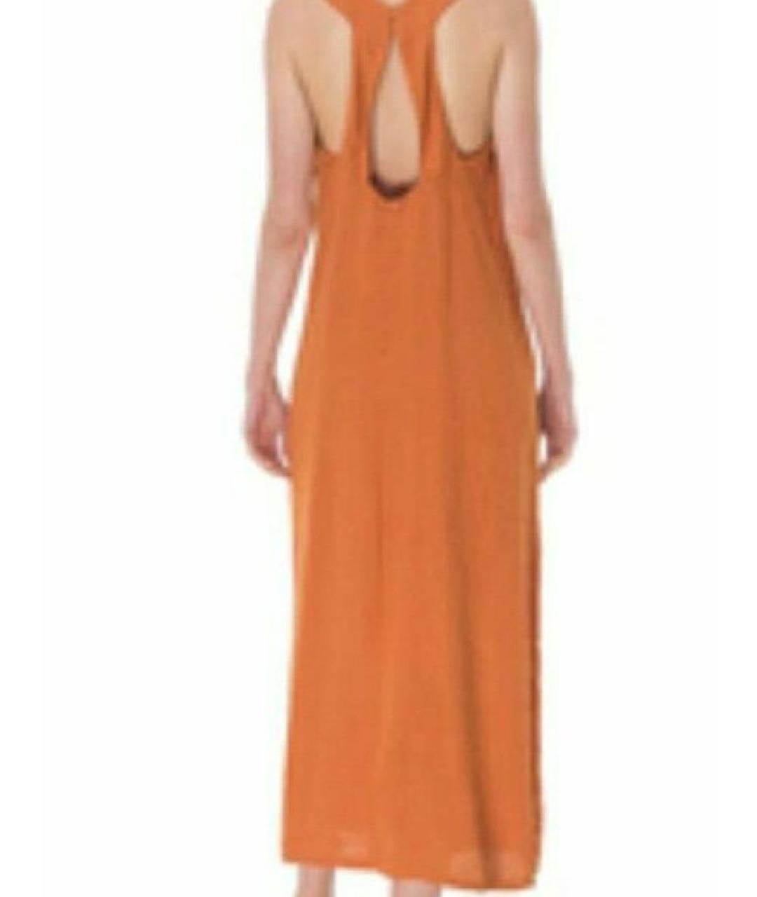 120%LINO Оранжевое льняное повседневное платье, фото 3
